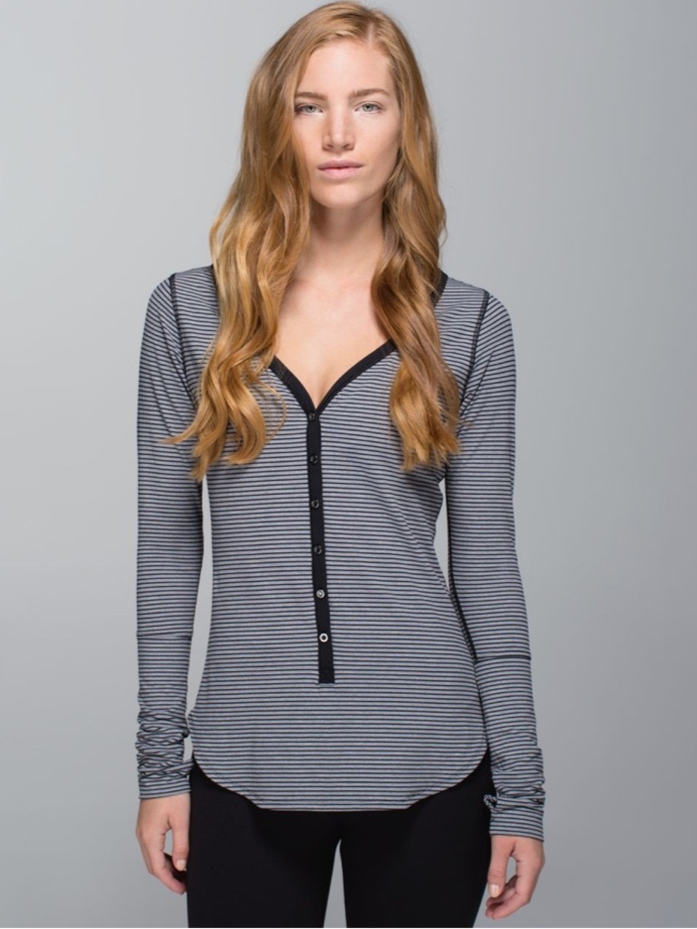 Lululemon Awesoma Henley Long Sleeve Button Front